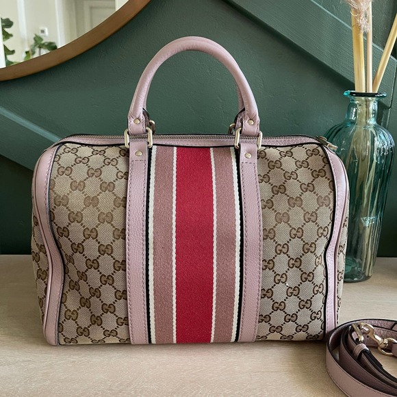 ❌SOLD❌Gucci Boston GG Supreme Canvas Lt Pink Nude Bag 2 - Picture 2 of 13